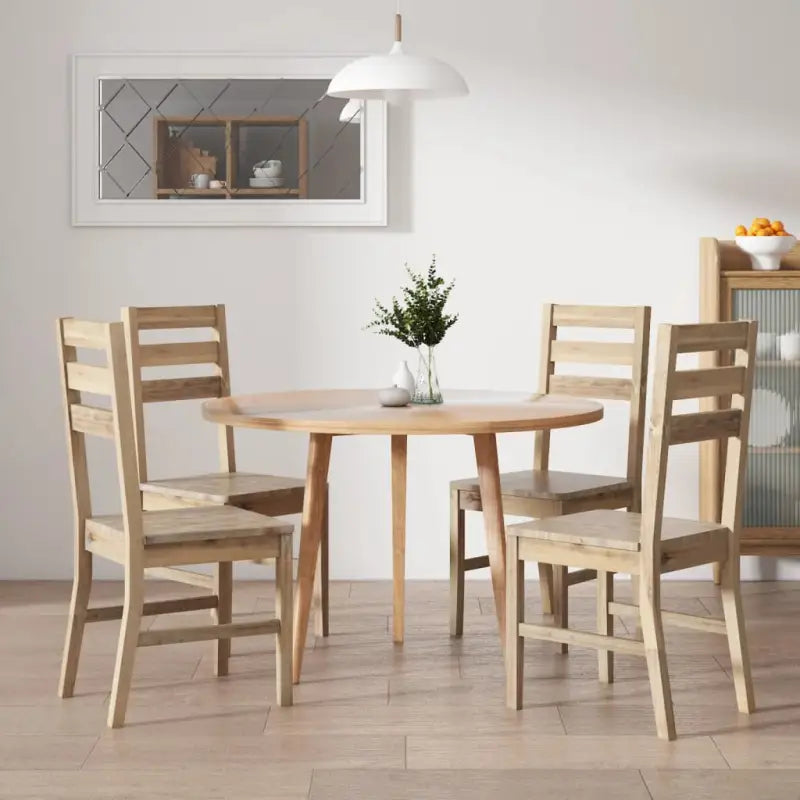 Eetkamerstoelen van massief acaciahout met levering bevat - 4 - Eetkamerstoelen