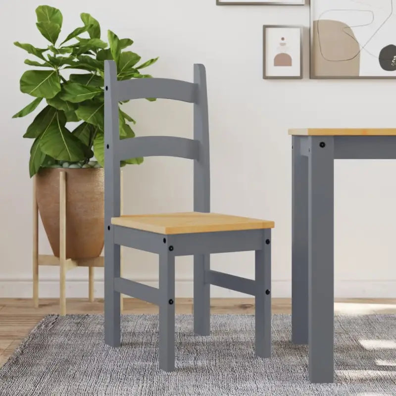 Eetkamerstoelen van massief grenenhout eenvoudig schoon en tijdloos - Grijs / 1 - Eetkamerstoelen