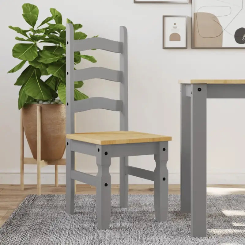 Eetkamerstoelen van massief grenenhout Eenvoudig schoon en tijdloos - Grijs / 1 - Eetkamerstoelen