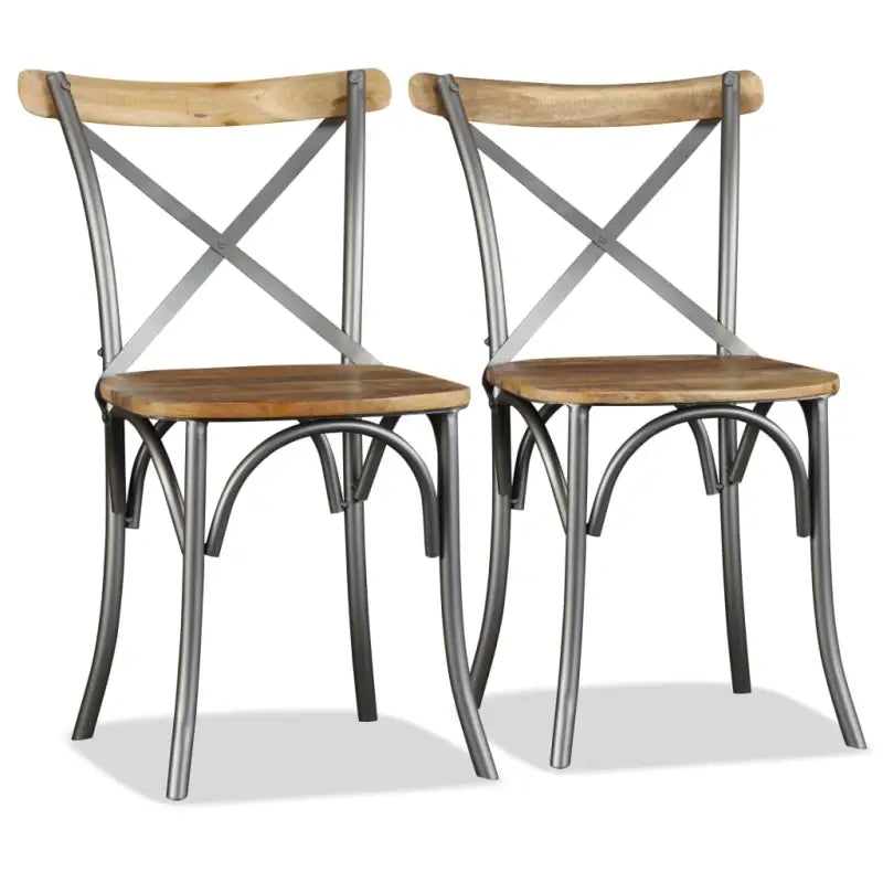 Eetkamerstoelen van massief mangohout in industriële stijl - 2 - Eetkamerstoelen