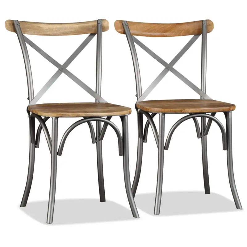 Eetkamerstoelen van massief mangohout in industriële stijl - Eetkamerstoelen