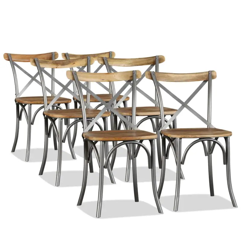Eetkamerstoelen van massief mangohout in industriële stijl - 6 - Eetkamerstoelen
