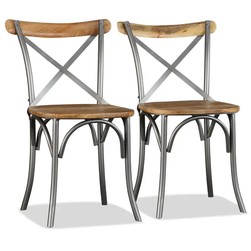 Eetkamerstoelen van massief mangohout in industriële stijl - Eetkamerstoelen
