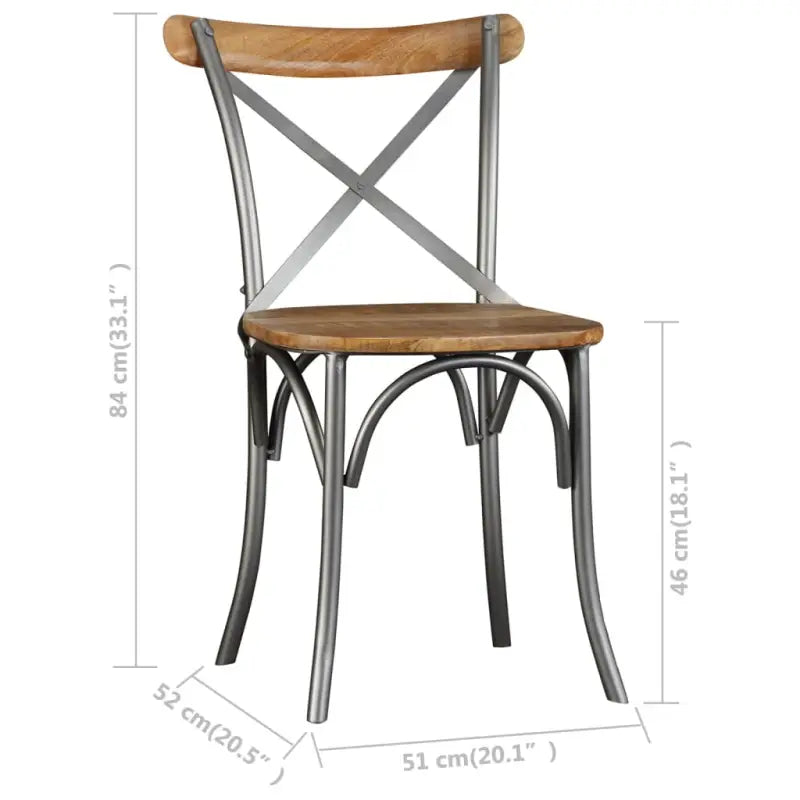 Eetkamerstoelen van massief mangohout in industriële stijl - Eetkamerstoelen