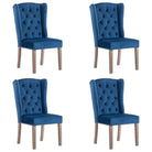 Eetkamerstoelen van massief rubberwood met zacht fluwelen bekleding - Blauw / 4 - Eetkamerstoelen
