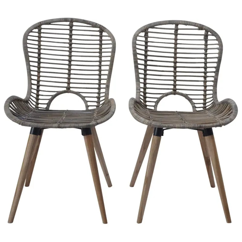 Eetkamerstoelen van natuurlijk rattan met houten poten levering bevat - Eetkamerstoelen