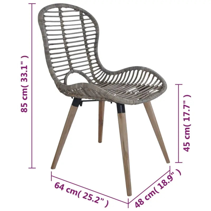 Eetkamerstoelen van natuurlijk rattan met houten poten levering bevat - Eetkamerstoelen