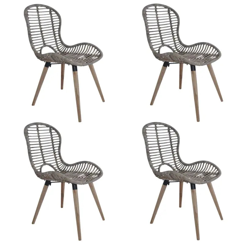 Eetkamerstoelen van natuurlijk rattan met houten poten levering bevat - Bruin / 4 - Eetkamerstoelen