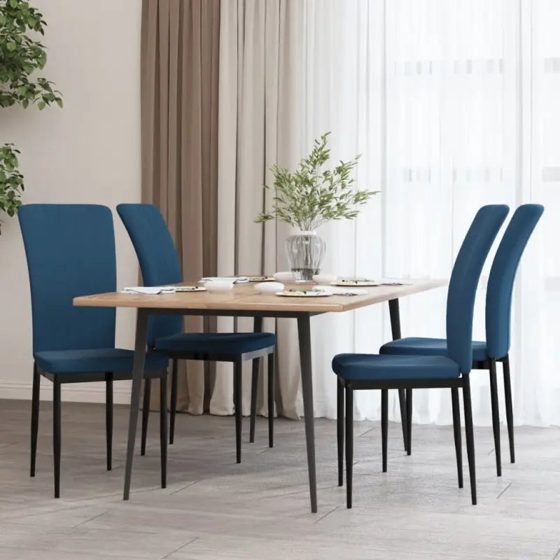 Eetkamerstoelen van zacht fluweel met elegant ontwerp - Blauw / 4 - Eetkamerstoelen