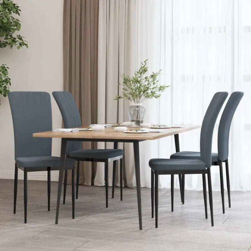 Eetkamerstoelen van zacht fluweel met elegant ontwerp - Donkergrijs / 4 - Eetkamerstoelen