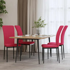 Eetkamerstoelen van zacht fluweel met elegant ontwerp - Wijnrood / 4 - Eetkamerstoelen
