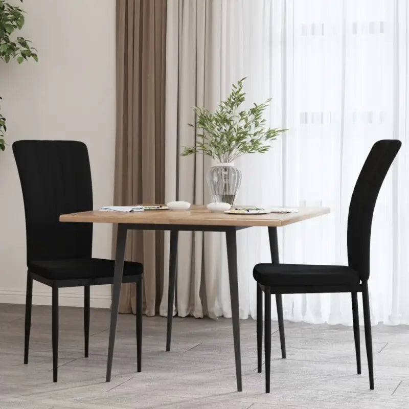 Eetkamerstoelen van zacht fluweel met elegant ontwerp - Zwart / 2 - Eetkamerstoelen