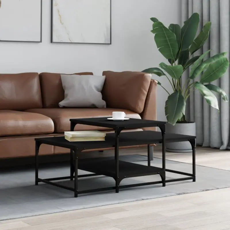 Eetkamertafel van bewerkt hout met elegante en duurzame afwerking - Zwart / 1 - Salontafels