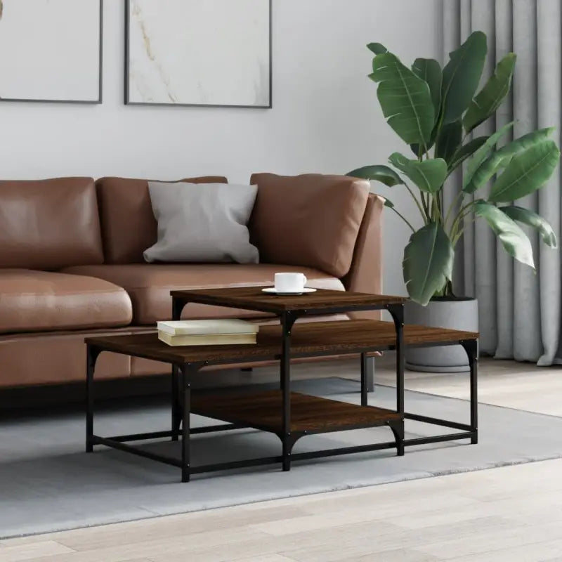 Eetkamertafel van bewerkt hout met elegante en duurzame afwerking - bruin eikenkleur / 1 - Salontafels