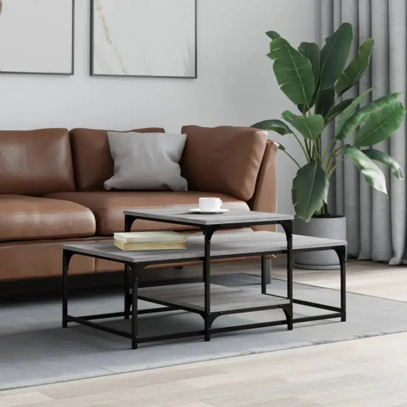 Eetkamertafel van bewerkt hout met elegante en duurzame afwerking - Grijs sonoma / 1 - Salontafels