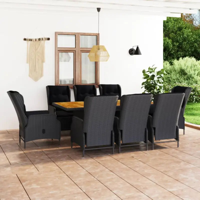 Eetset in poly rattan met comfortabele afmetingen stoelen voor buiten - Tuinsets