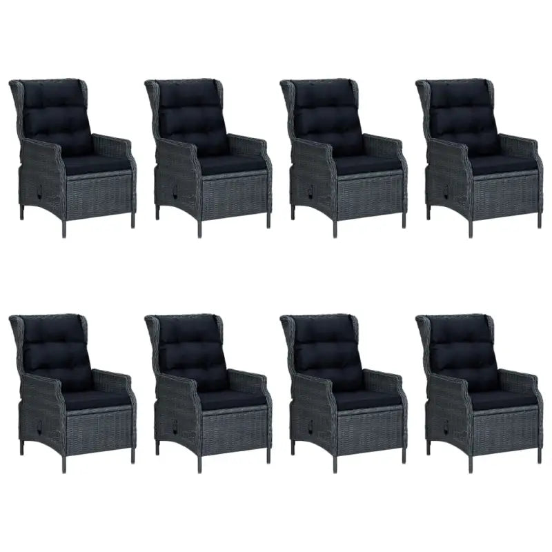Eetset in poly rattan met comfortabele afmetingen stoelen voor buiten - Tuinsets