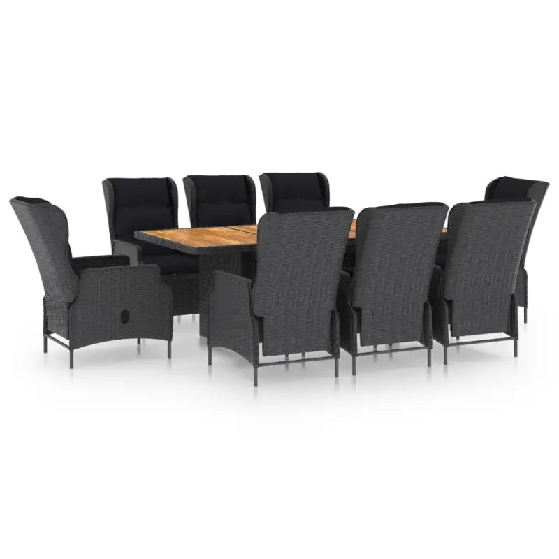 Eetset in poly rattan met comfortabele afmetingen stoelen voor buiten - Tuinsets