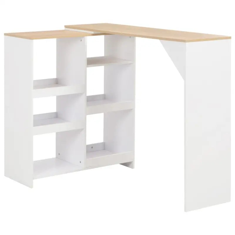 Eettafel met bewerkt hout en verplaatsbare schap voor kleine ruimtes - Wit en bruin / 1 - Eettafels