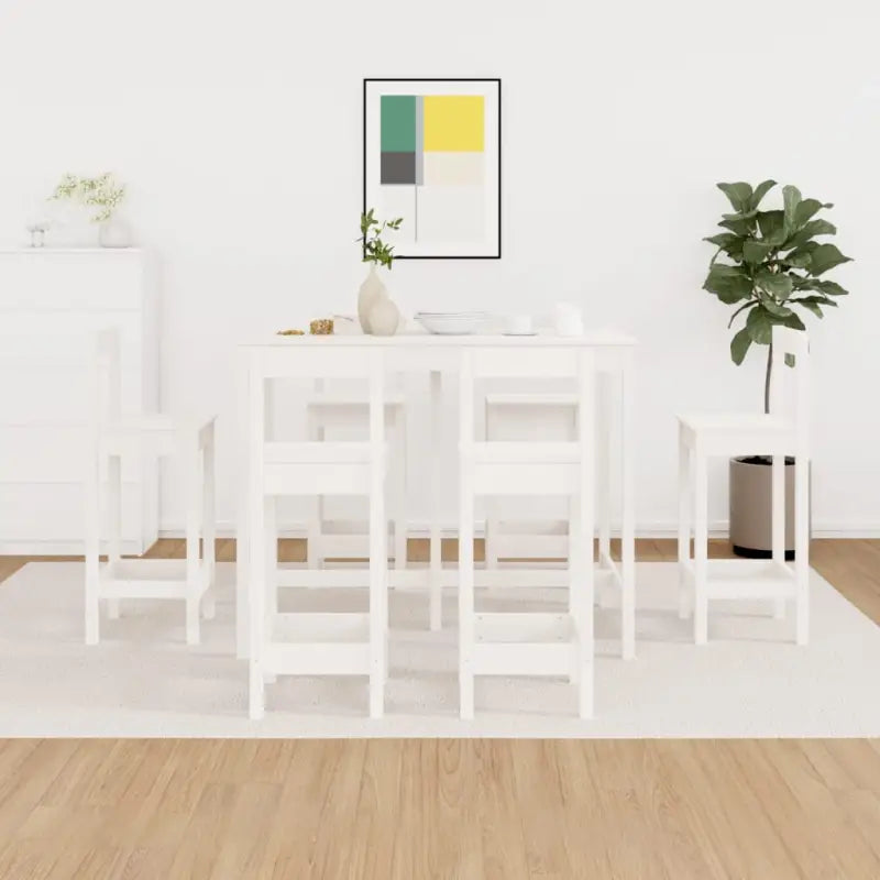 Eettafel met massief grenenhout voor gezellige maaltijden en wijnmomenten - Wit - Eetkamersets