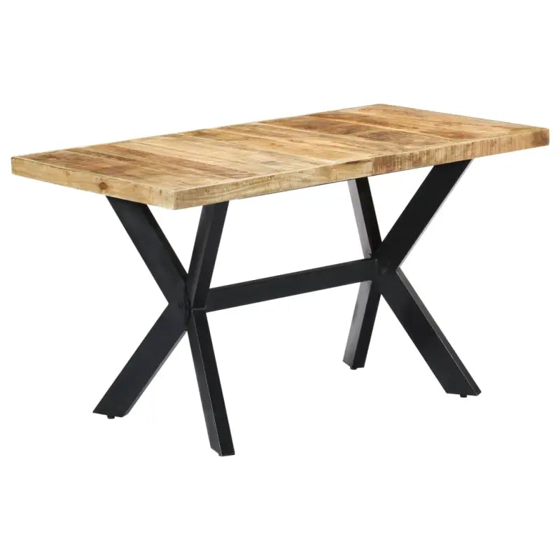 Eettafel met massief mangohout en stalen poten in moderne stijl - Lichtbruin / 140 x 70 x 75 cm / 1 - Eettafels