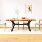 Eettafel met massief mangohout en stalen poten in moderne stijl - Lichtbruin / 180 x 90 x 76 cm / 1 - Eettafels