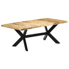 Eettafel met massief mangohout en stalen poten in moderne stijl - Lichtbruin / 200 x 100 x 75 cm / 1 - Eettafels