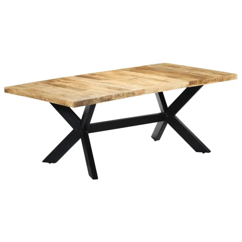 Eettafel met massief mangohout en stalen poten in moderne stijl - Lichtbruin / 200 x 100 x 75 cm / 1 - Eettafels