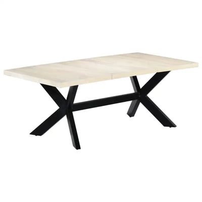 Eettafel met massief mangohout en stalen poten in moderne stijl