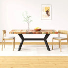 Eettafel met massief mangohout en stalen poten in moderne stijl - Multikleur / 180 x 90 x 76 cm / 1 - Eettafels