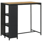 Eettafel met opbergrek van PE-rattan en stalen frame - Zwart en bruin / 1 - Eettafels