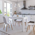 Eettafel van bewerkt hout met eenvoudig ontwerp en vochtige doek onderhouden - Hoogglans wit / 1 - Eettafels