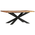 Eettafel van massief acaciahout met industrieel ontwerp - Bruin / 1 - Eettafels
