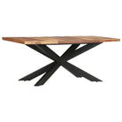 Eettafel van massief acaciahout met industrieel ontwerp - Eettafels