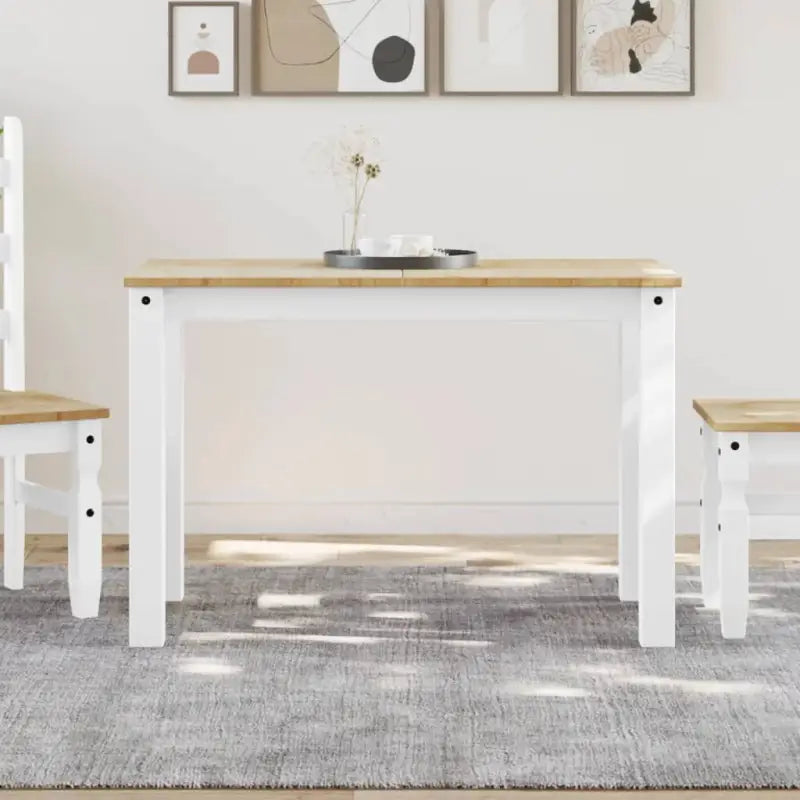 Eettafel van massief grenenhout eenvoudig schoon en minimalistisch - 1 / Wit / 117 cm - Eettafels