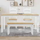 Eettafel van massief grenenhout eenvoudig schoon en minimalistisch - 1 / Wit / 160 cm - Eettafels