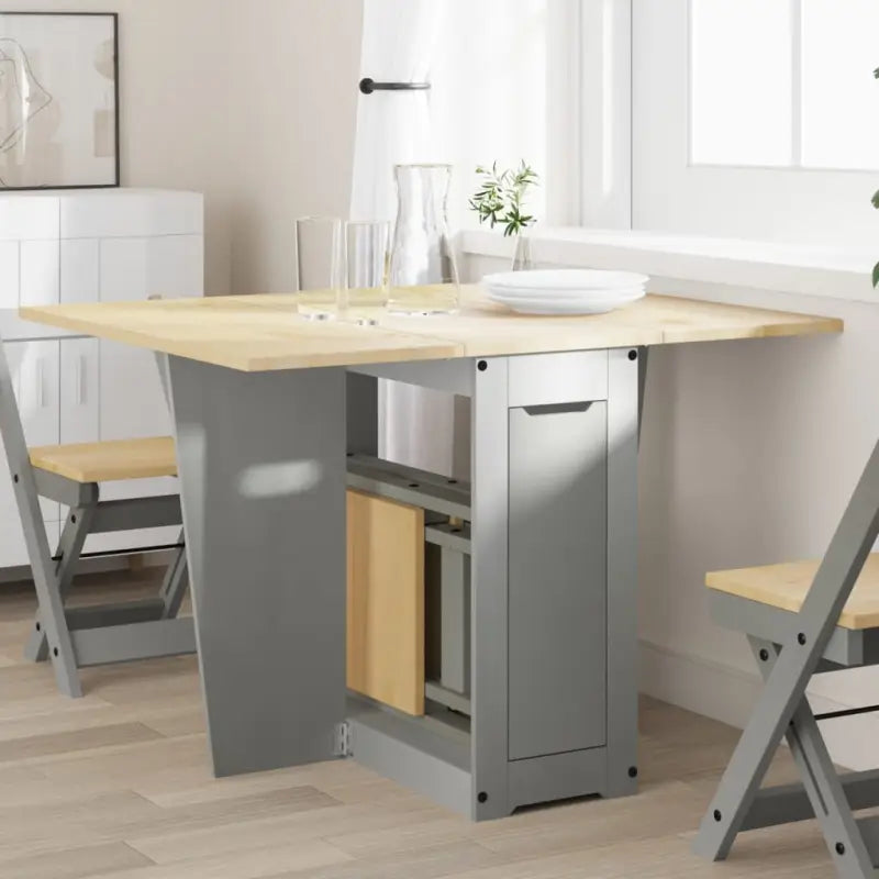 Eettafel van massief grenenhout en bewerkt hout voor duurzame maaltijden - Grijs / 1 - Eettafels