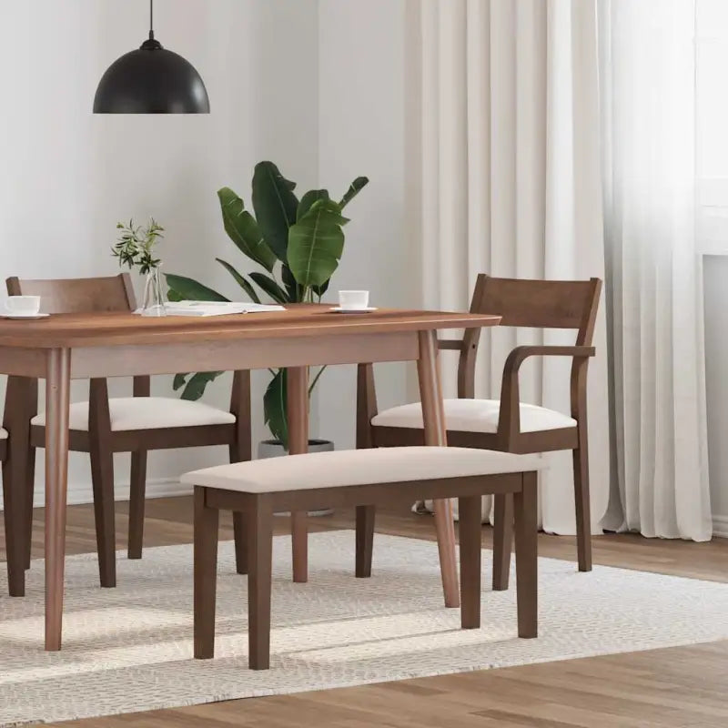 Eettafelbank met houten poten voor een comfortabele zitervaring - Bruin en licht - Keuken- & eettafelbanken