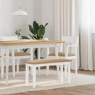 Eettafelbank met houten poten voor een comfortabele zitervaring - Wit en bruin - Keuken- & eettafelbanken