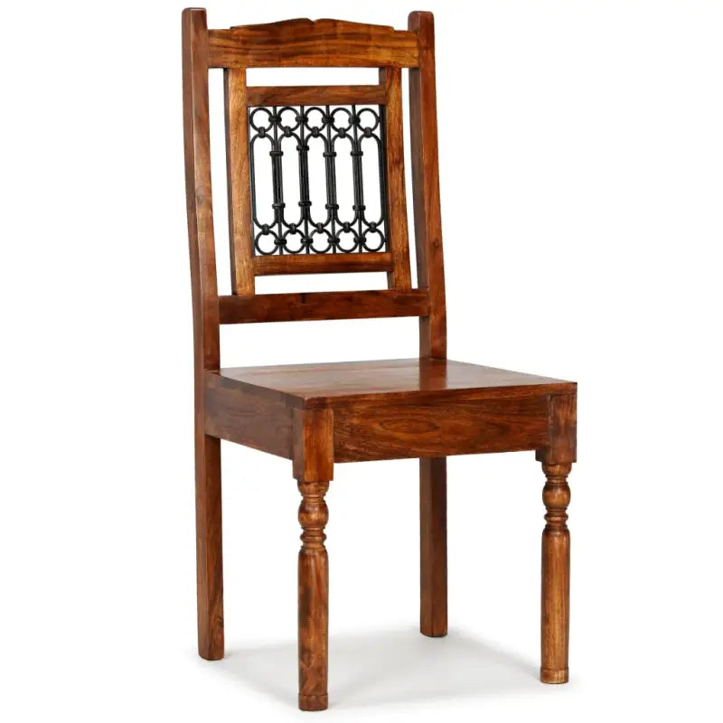 Eettafelstoelen set van 2 in massief acaciahout met honingkleurige afwerking - Eetkamerstoelen
