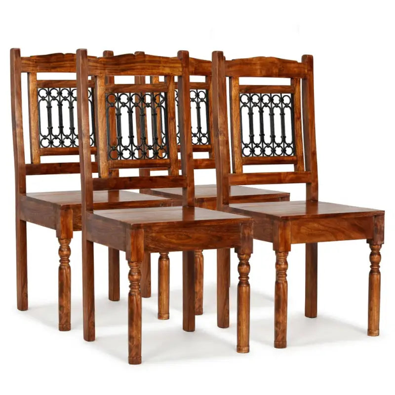 Eettafelstoelen set van 2 in massief acaciahout met honingkleurige afwerking - 4 - Eetkamerstoelen