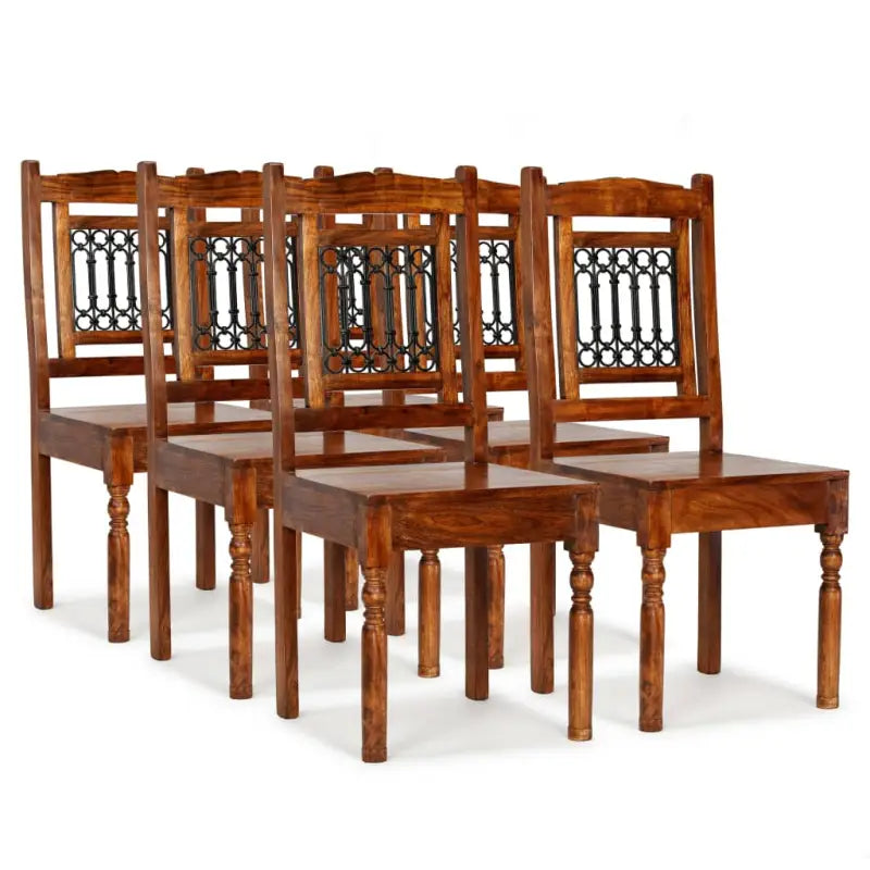 Eettafelstoelen set van 2 in massief acaciahout met honingkleurige afwerking - 6 - Eetkamerstoelen