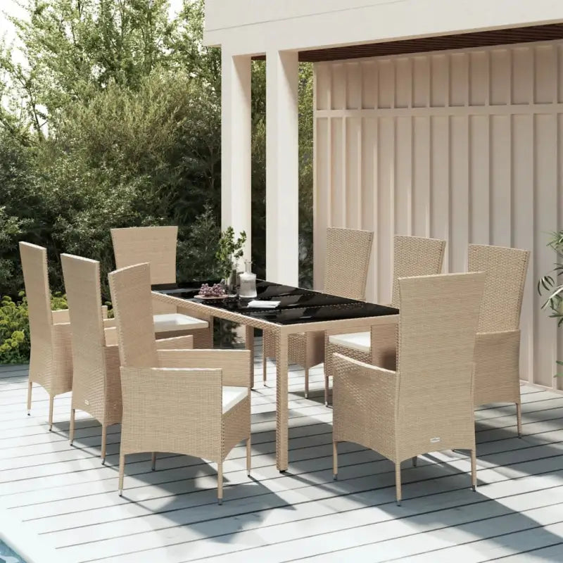 Eigentijdse tuinset van poly rattan voor dineren en ontspannen - 190 cm tafellengte / 9 - Tuinsets