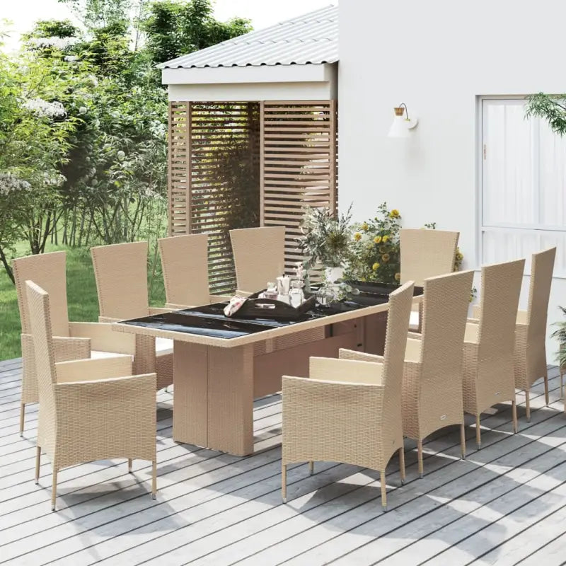 Eigentijdse tuinset van poly rattan voor dineren en ontspannen - 240 cm tafellengte / 11 - Tuinsets
