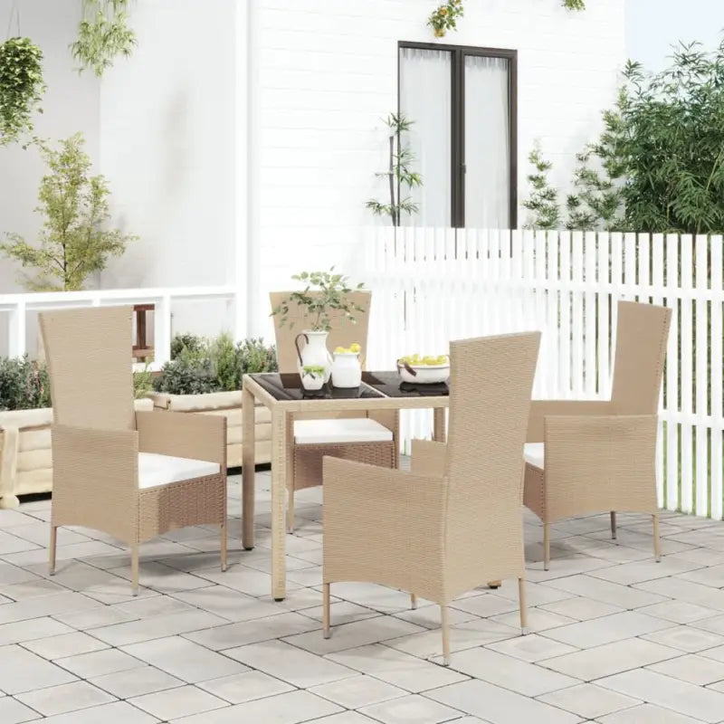 Eigentijdse tuinset van poly rattan voor dineren en ontspannen - 90 cm tafellengte / 5 - Tuinsets