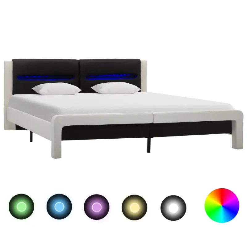 Elegant bedframe met comfortabel hoofdeinde en kleurrijke LED-verlichting - Wit / 180 x 200 cm - Bedden & bedframes