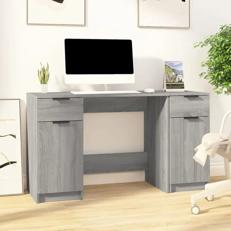 Elegant bureau van bewerkt hout voor studeer- en werkkamers - Grijs sonoma - Bureaus