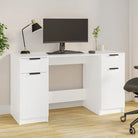 Elegant bureau van bewerkt hout voor studeer- en werkkamers - Wit - Bureaus