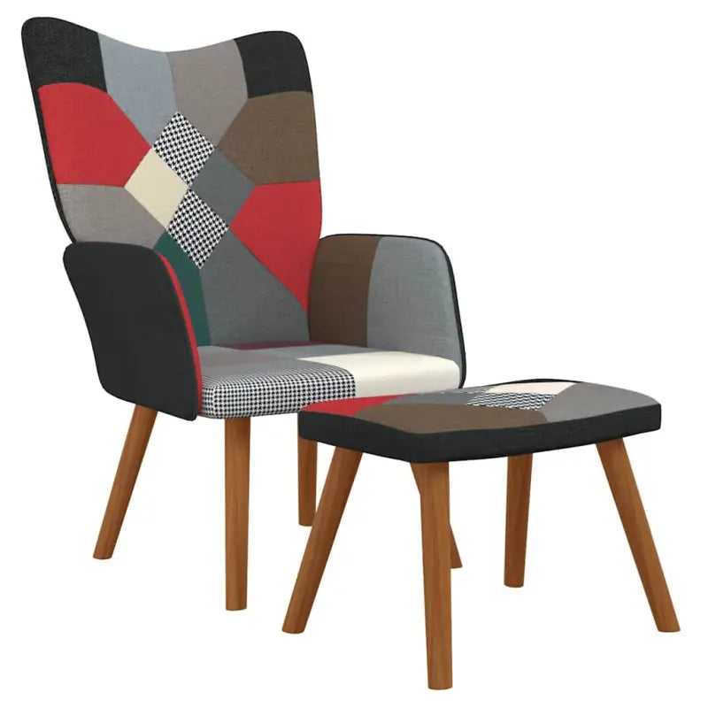 Elegant donker patchwork relaxstoel met modern ontwerp - Zwart / 1 / Met voetensteun - Fauteuils & Relaxfauteuils