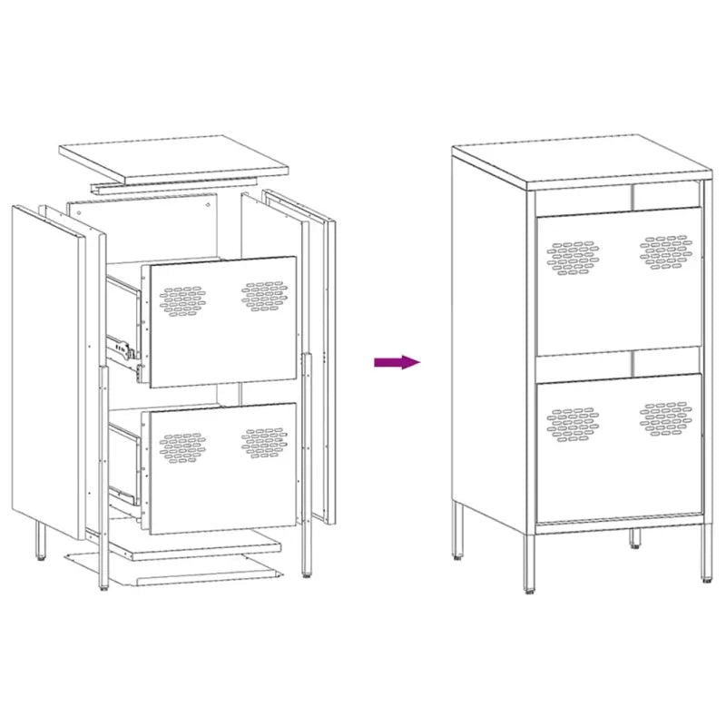 Elegant dressoir met robuust koudgewalst staal voor huis en kantoor - Dressoirs & buffetkasten